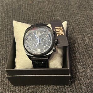 Frye Black Chronograph Leather Watch